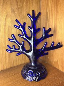 Rare LE Smith Glass Cobalt Blue Coral Jewelry Tree 8-1/4 Tall