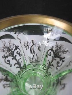 Rare Mid Victorian Hand Painted Bohemian Gilt Uranium Glass Beaker / Tumbler