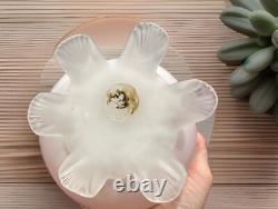 Rare Mt Washington Hand Painted Pink Cased Footed Satin Rose Bowl Glowy 4.5D Rare Mt Washington Hand Painted Pink Cased Footed Satin Rose Bowl Glowy 4.5D