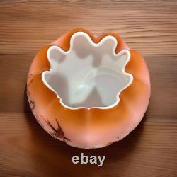 Rare Mt Washington Hand Painted Pink Cased Footed Satin Rose Bowl Glowy 4.5D Rare Mt Washington Hand Painted Pink Cased Footed Satin Rose Bowl Glowy 4.5D