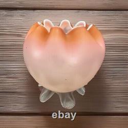 Rare Mt Washington Hand Painted Pink Cased Footed Satin Rose Bowl Glowy 4.5D Rare Mt Washington Hand Painted Pink Cased Footed Satin Rose Bowl Glowy 4.5D