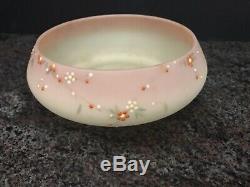 Rare Mt Washington decorated Burmese Victorian glass bowl