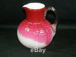 Rare Phoenix Art Glass C. 1880's Victorian Cranberry Opalescent Pitcher 5