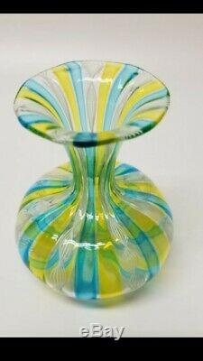 Rare Salviati Venetian Uraninum UV Vaseline Art Glass Vase Murano Victorian