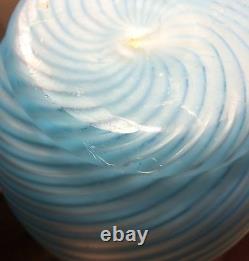 Rare Stevens & Williams Pompeian Swirl Glass Ewer in Blue & White, 1880s England