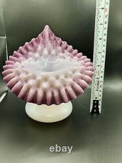 Rare Victorian Amethyst & White Art Glass Jack In The Pulpit Vase LG Hand Blown