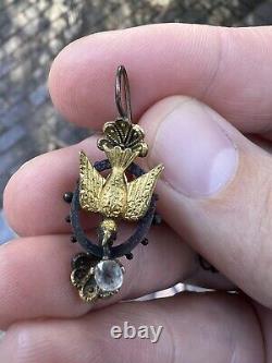 Rare Victorian Art Nouveau Vintage Gold Guilt Mixed Metal Mine Cut Glass Dove