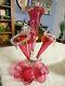 Rare Victorian Cranberry Glass Four Horn Epergne (pern)