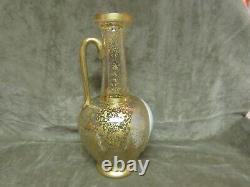 Rare Victorian Moser Art Glass Austria Gilt Portrait Ewer Vase Lovely Blonde