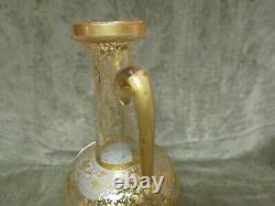 Rare Victorian Moser Art Glass Austria Gilt Portrait Ewer Vase Lovely Blonde