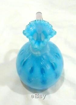 Rare Victorian Northwood Indiana Mold Blue Opalescent Polka Dot Coin Spot Cruet