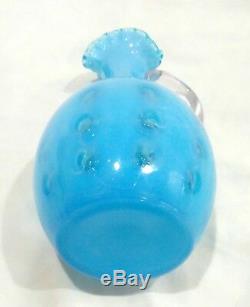 Rare Victorian Northwood Indiana Mold Blue Opalescent Polka Dot Coin Spot Cruet