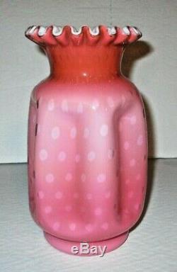 Rare Victorian Peachblow Raindrops Vase MOP Cased Pinched Vase Antique Art Glass