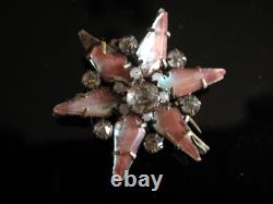 Rare Victorian Saphiret Rhinestone Czech Art Glass Star + Clover Brooch Antique Rare Victorian Saphiret Rhinestone Czech Art Glass Star + Clover Brooch Antique
