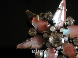 Rare Victorian Saphiret Rhinestone Czech Art Glass Star + Clover Brooch Antique Rare Victorian Saphiret Rhinestone Czech Art Glass Star + Clover Brooch Antique