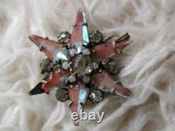 Rare Victorian Saphiret Rhinestone Czech Art Glass Star + Clover Brooch Antique Rare Victorian Saphiret Rhinestone Czech Art Glass Star + Clover Brooch Antique