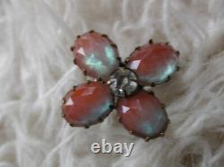 Rare Victorian Saphiret Rhinestone Czech Art Glass Star + Clover Brooch Antique Rare Victorian Saphiret Rhinestone Czech Art Glass Star + Clover Brooch Antique