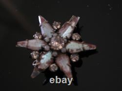 Rare Victorian Saphiret Rhinestone Czech Art Glass Star + Clover Brooch Antique Rare Victorian Saphiret Rhinestone Czech Art Glass Star + Clover Brooch Antique