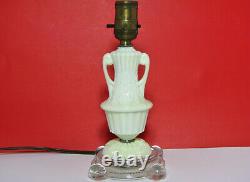 Rare Working Antique Uranium Glass Lamp Glows Milk Victorian Art Deco Cge Vtg