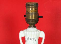 Rare Working Antique Uranium Glass Lamp Glows Milk Victorian Art Deco Cge Vtg