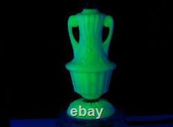 Rare Working Antique Uranium Glass Lamp Glows Milk Victorian Art Deco Cge Vtg