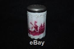 Really Scarce Victorian Mt Washington Red Delft 12 Panel Salt Shaker 1880's