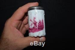 Really Scarce Victorian Mt Washington Red Delft 12 Panel Salt Shaker 1880's