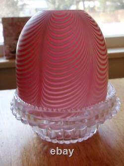 Red Nailsea-Type Dome/Clear Crystal S. Clarke Patent Fairy Size Base/ Fairy Lamp