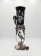 Reed & Barton Victorian Silver Plate Bird Stand With Floral Art Glass Vase (2595)