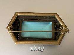 Remarkable Victorian French Brooch Aquamarine Glass, Floral ornament 6cm Remarkable Victorian French Brooch Aquamarine Glass, Floral ornament 6cm