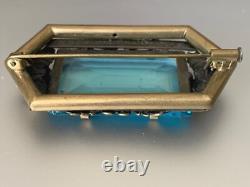 Remarkable Victorian French Brooch Aquamarine Glass, Floral ornament 6cm Remarkable Victorian French Brooch Aquamarine Glass, Floral ornament 6cm