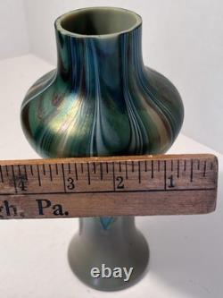 Rindskopf Bohemian Art Nouveau Green Iridescent Pull Feathers Vase Circa 1920 Rindskopf Bohemian Art Nouveau Green Iridescent Pull Feathers Vase Circa 1920