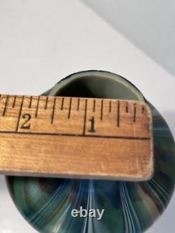 Rindskopf Bohemian Art Nouveau Green Iridescent Pull Feathers Vase Circa 1920 Rindskopf Bohemian Art Nouveau Green Iridescent Pull Feathers Vase Circa 1920