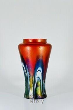 Rindskopf Bohemian/Czech Pulled Feather Red Art Nouveau Vase