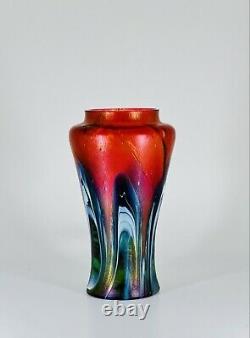 Rindskopf Bohemian/Czech Pulled Feather Red Art Nouveau Vase