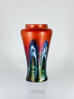 Rindskopf Bohemian/Czech Pulled Feather Red Art Nouveau Vase