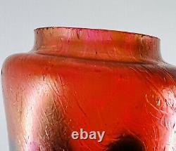 Rindskopf Bohemian/Czech Pulled Feather Red Art Nouveau Vase