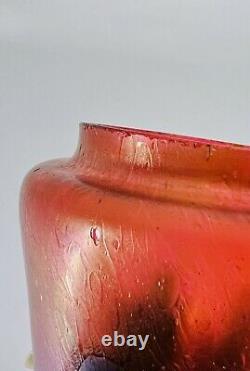 Rindskopf Bohemian/Czech Pulled Feather Red Art Nouveau Vase