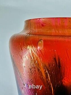 Rindskopf Bohemian/Czech Pulled Feather Red Art Nouveau Vase