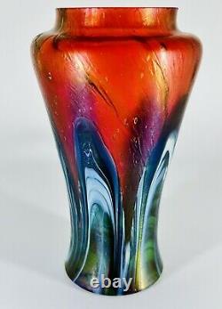 Rindskopf Bohemian/Czech Pulled Feather Red Art Nouveau Vase