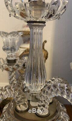 Rose Tinte Baccarat Crystal Glass Candelabra Candlestick Parts