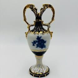 Royal Dux Vase Porcelain Bohemia Cobalt Blue Ornate Gold Floral Victorian Vtg