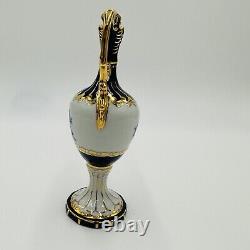 Royal Dux Vase Porcelain Bohemia Cobalt Blue Ornate Gold Floral Victorian Vtg