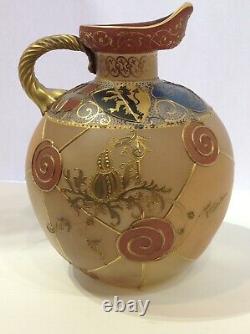 Royal Flemish Victorian Art Glass Pitcher. Mount Washington. Antique