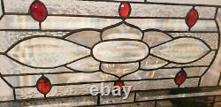 Ruby-Beveled Stained Glass Window Panel- Hanging 23 ½ x 13 ½