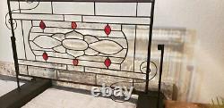 Ruby-Beveled Stained Glass Window Panel- Hanging 23 ½ x 13 ½