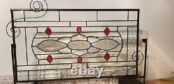 Ruby-Beveled Stained Glass Window Panel- Hanging 23 ½ x 13 ½