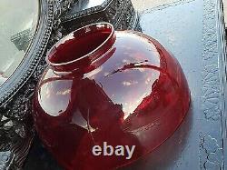 Ruby Red Victorian large Vintage Oil Lamp Art Glass Shade