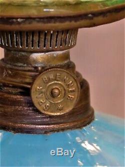 S 526 Blue Opalescent Victorian Antique Miniature Art Glass Oil Lamp UNDAMAGED