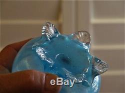 S 526 Blue Opalescent Victorian Antique Miniature Art Glass Oil Lamp UNDAMAGED